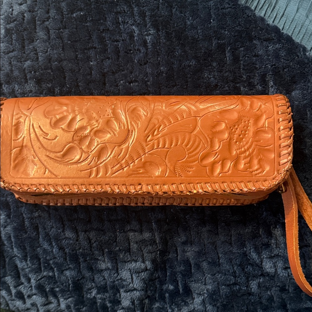 Artisan Embossed Leather Wristlet